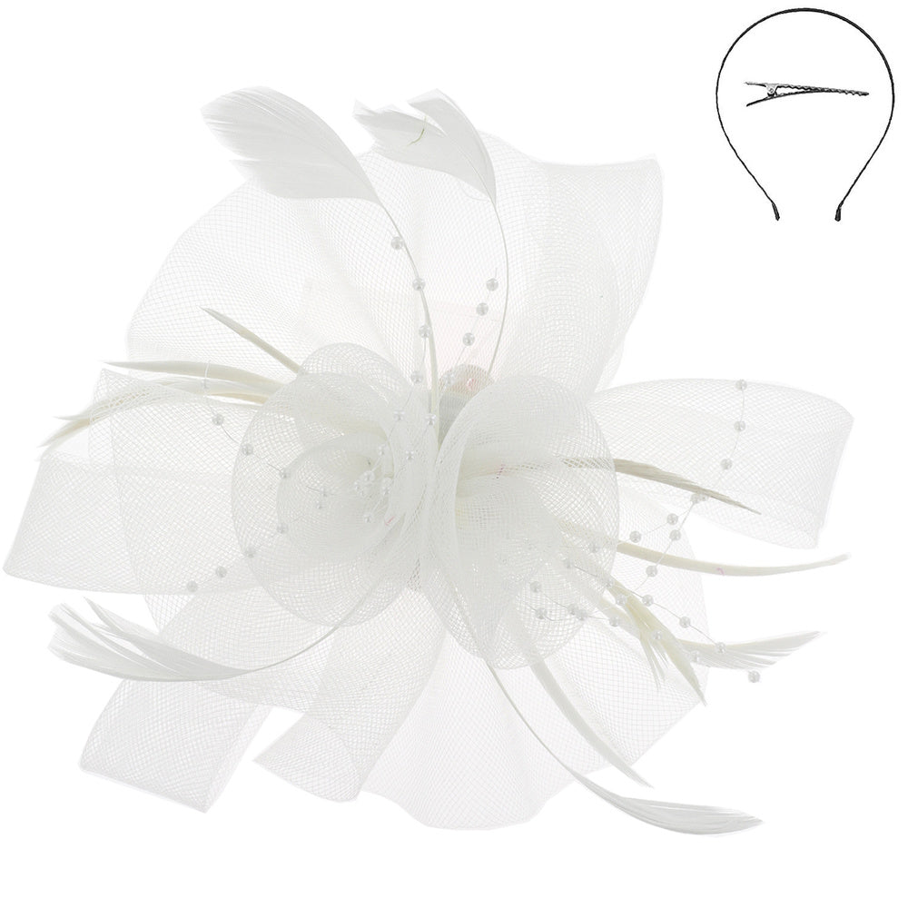 Kentucky Derby Feather Fascinator in White