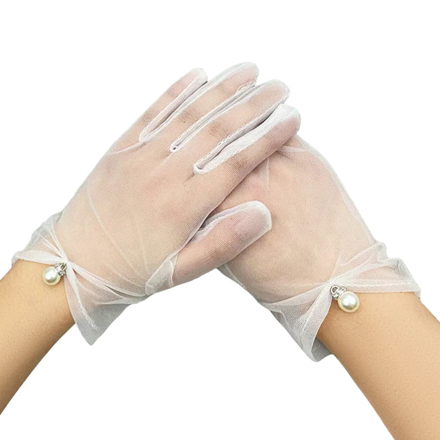 Lace Wrist Wedding Gloves in White