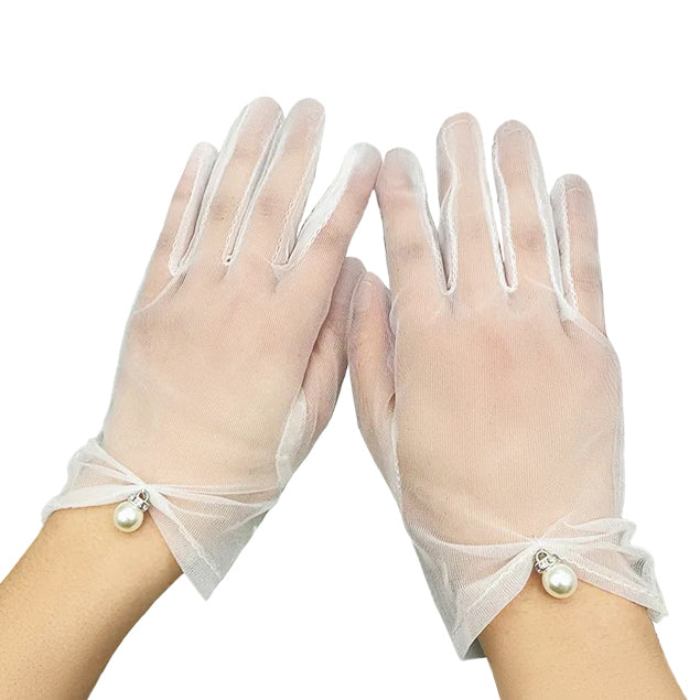 women's dress gloves Lace Wrist Wedding Gloves in White