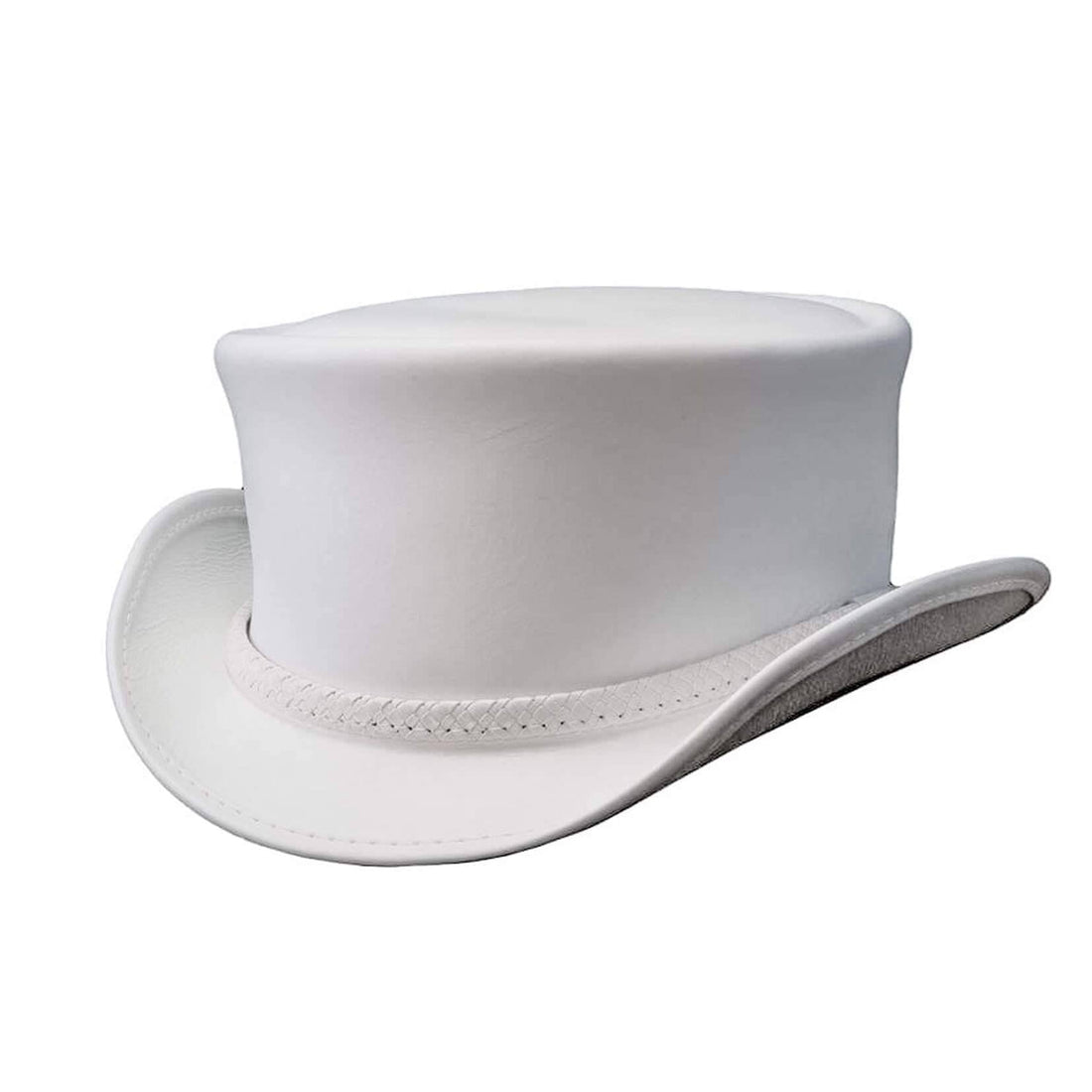 Ghost Rider Western Leather Top Hat in White