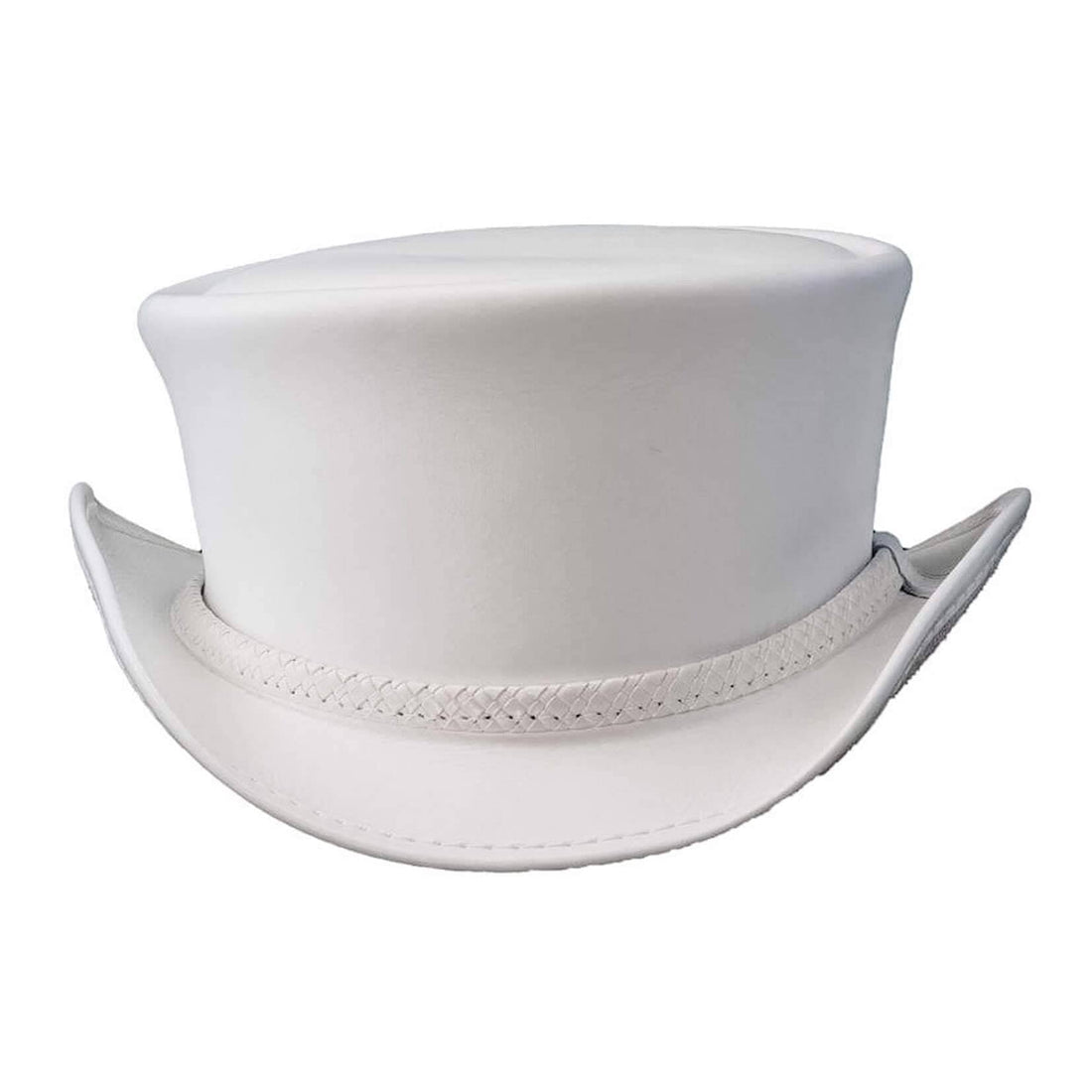 Ghost Rider Western Leather Top Hat in White