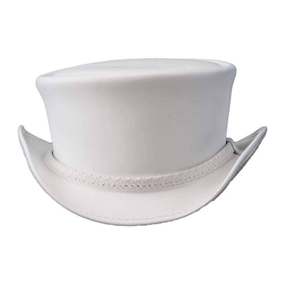 Ghost Rider Western Leather Top Hat in White