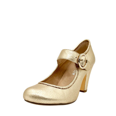 Madeline Retro Style Pumps in Gold