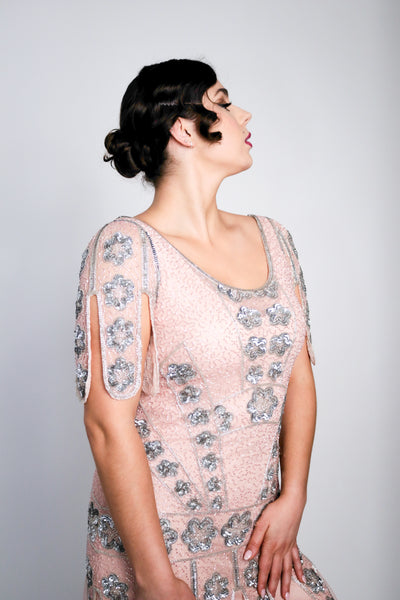 Margot Gatsby Inspired Beaded Dress in Nude Blush by WardrobeShop