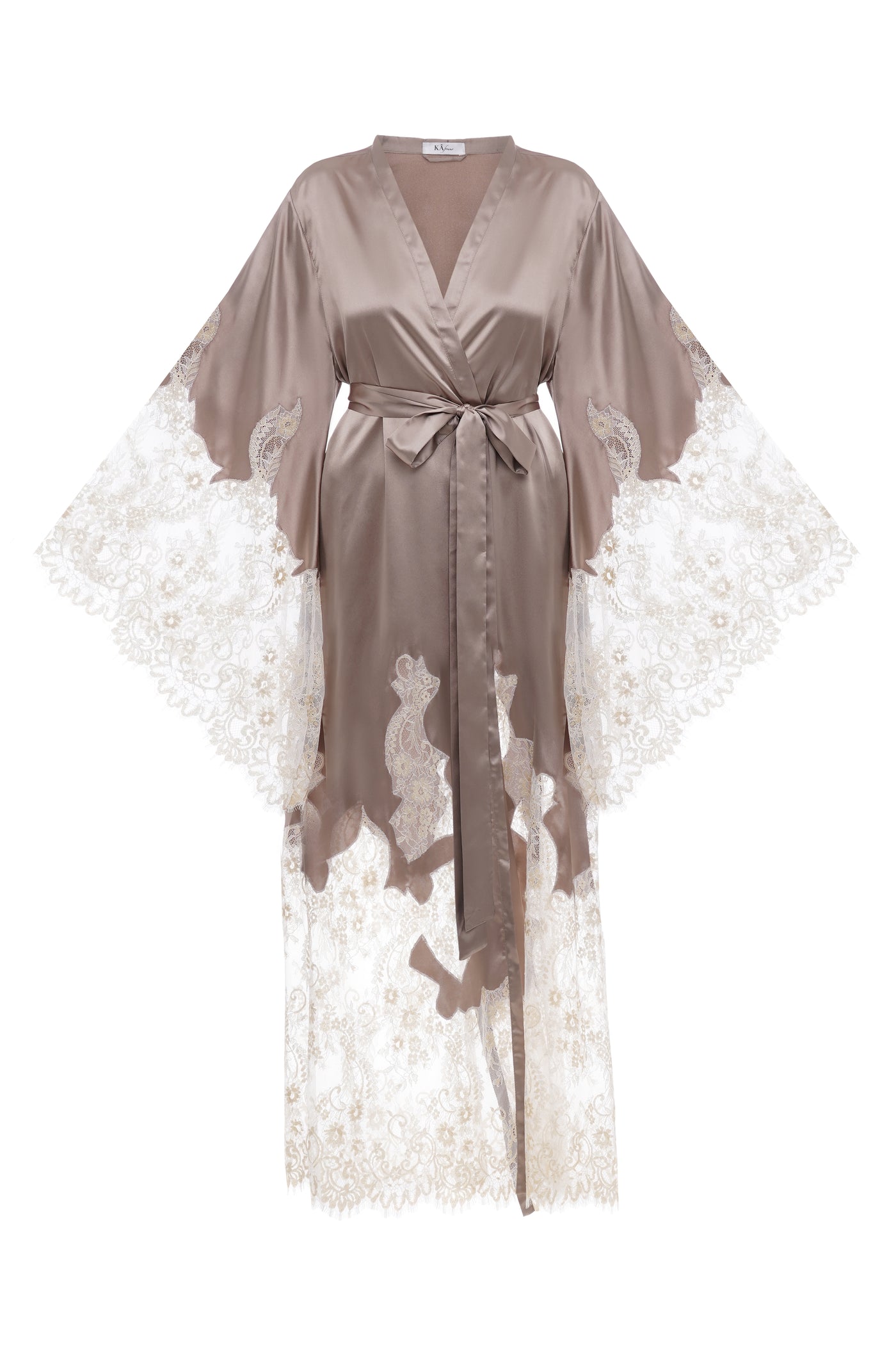 Levant Nights Robe and Nightgown Set in Dark Beige