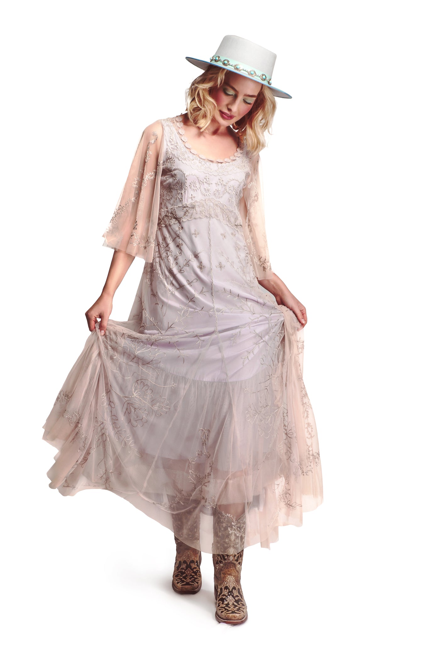 Meadow Western Wedding Dress in Lilac by Nataya