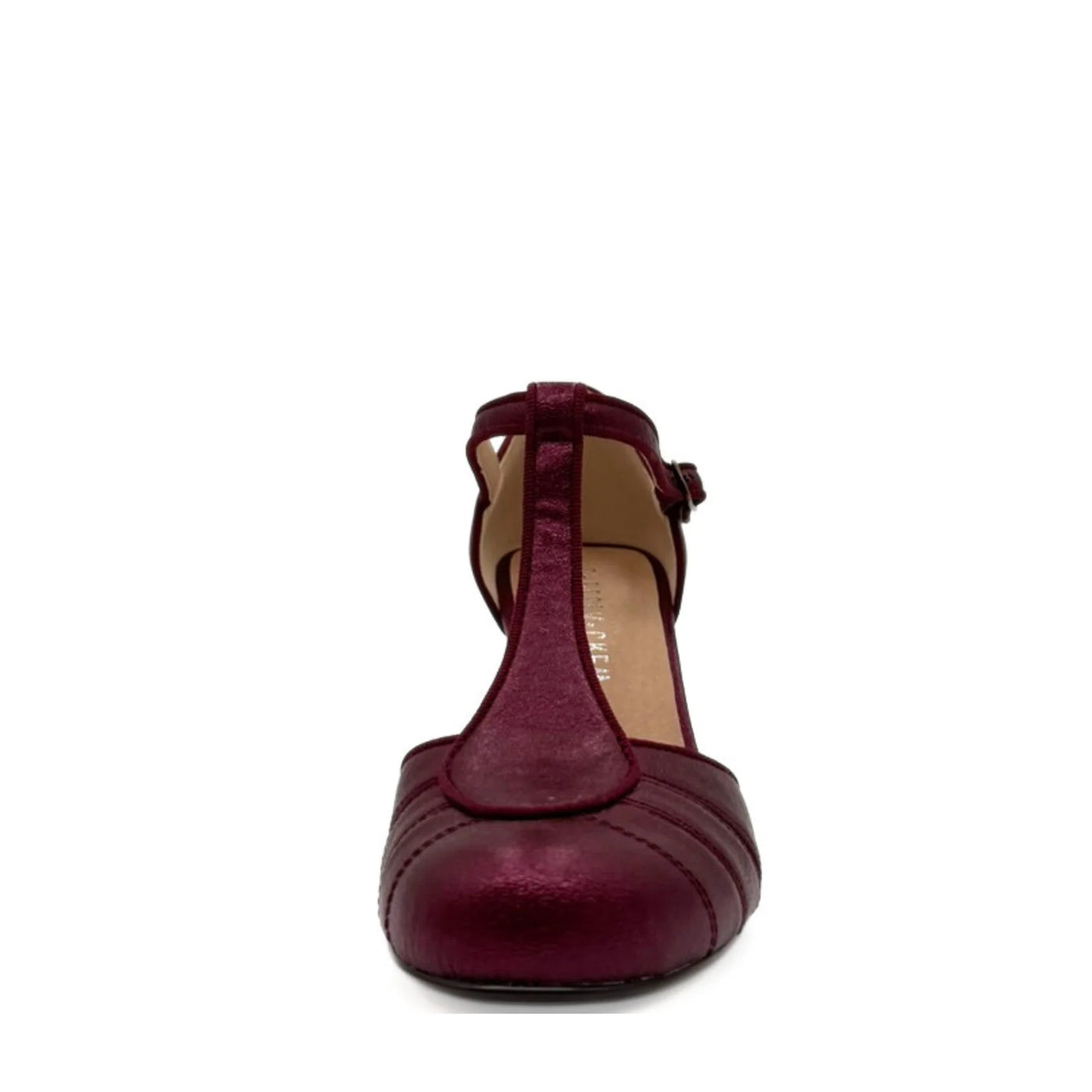 Mulberry Vintage Style T-Strap Heels in Burgundy