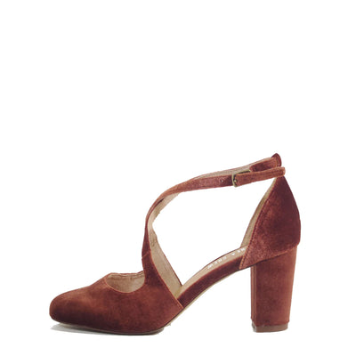 Oren 20s Velvet Pumps in Rust