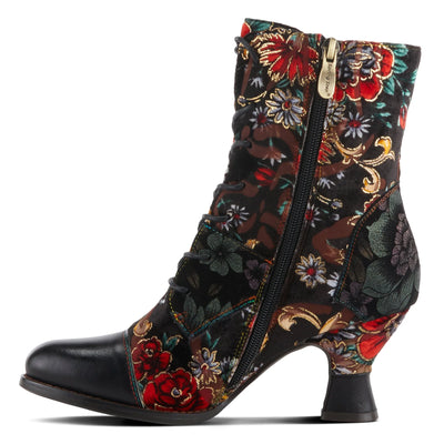 Cabaret Velvet Ankle Boots in Black