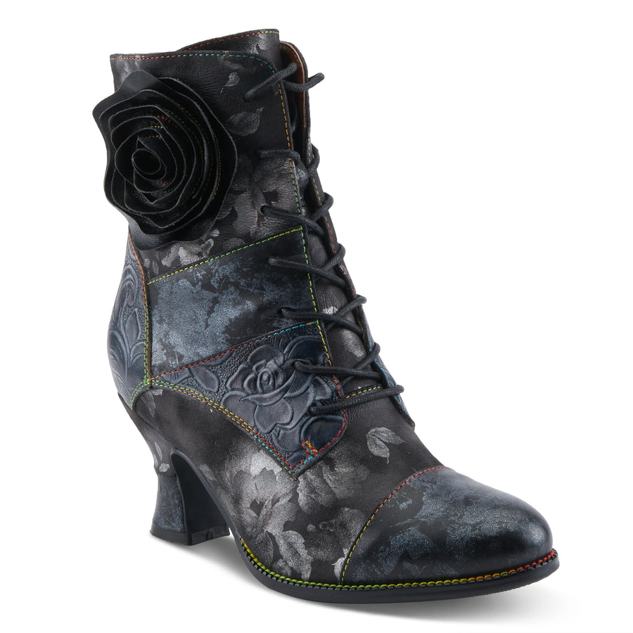 Cabaret Velvet Ankle Boots in Black Multi