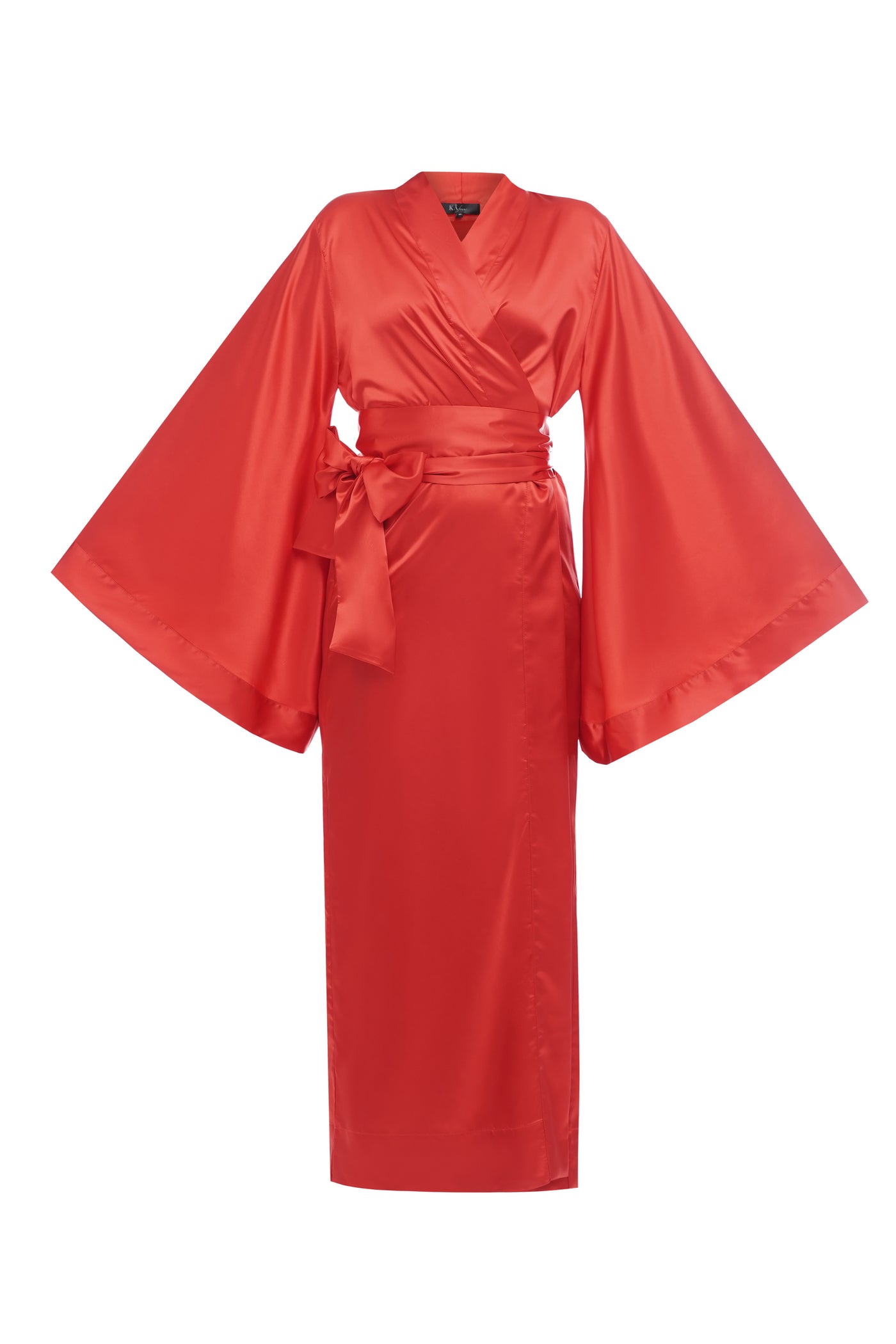 Asiatic Red Silky Kimono Robe in Red