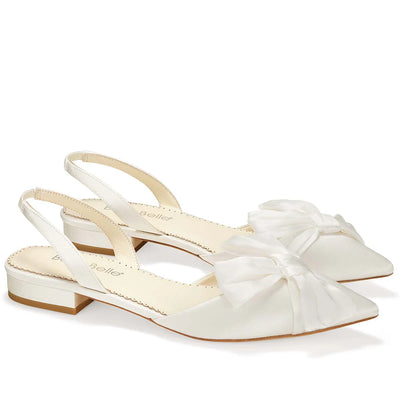 Reilly Bridal Slingback Flats in Ivory by Bella Belle Shoes