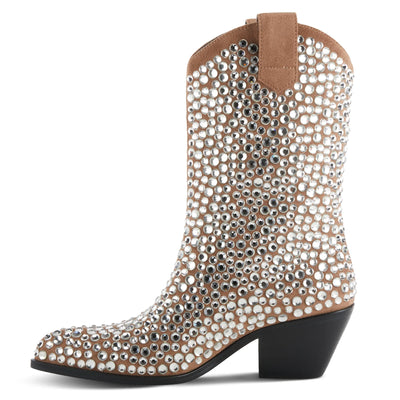 Dallas Dazzle Azura Western Bootie in Tan