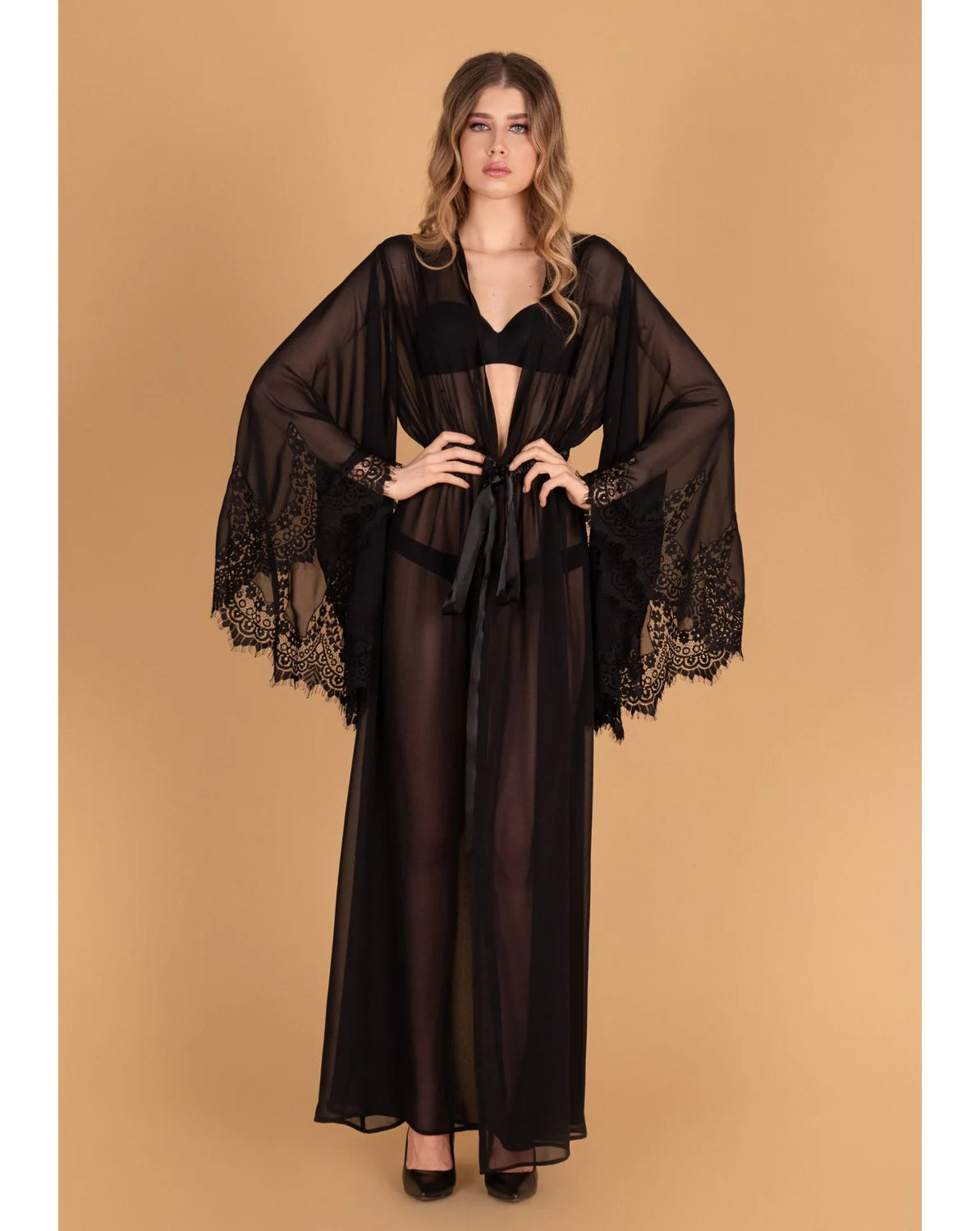 Lady Blacksleeves Sheer Robe in Black