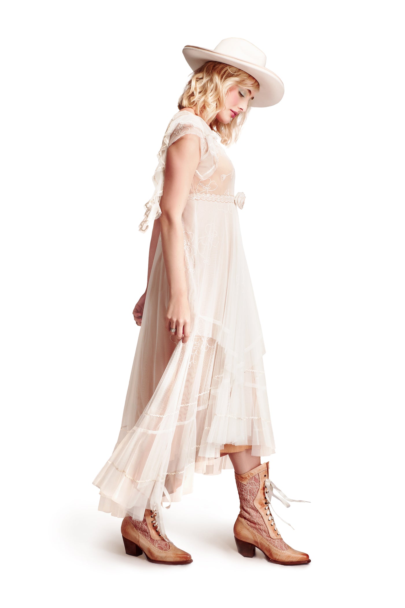 Savannah Western Wedding Dress in Ivory-Gold by Nataya WardrobeShop Savannah Western Wedding Dress in Ivory-Gold by Nataya WardrobeShop