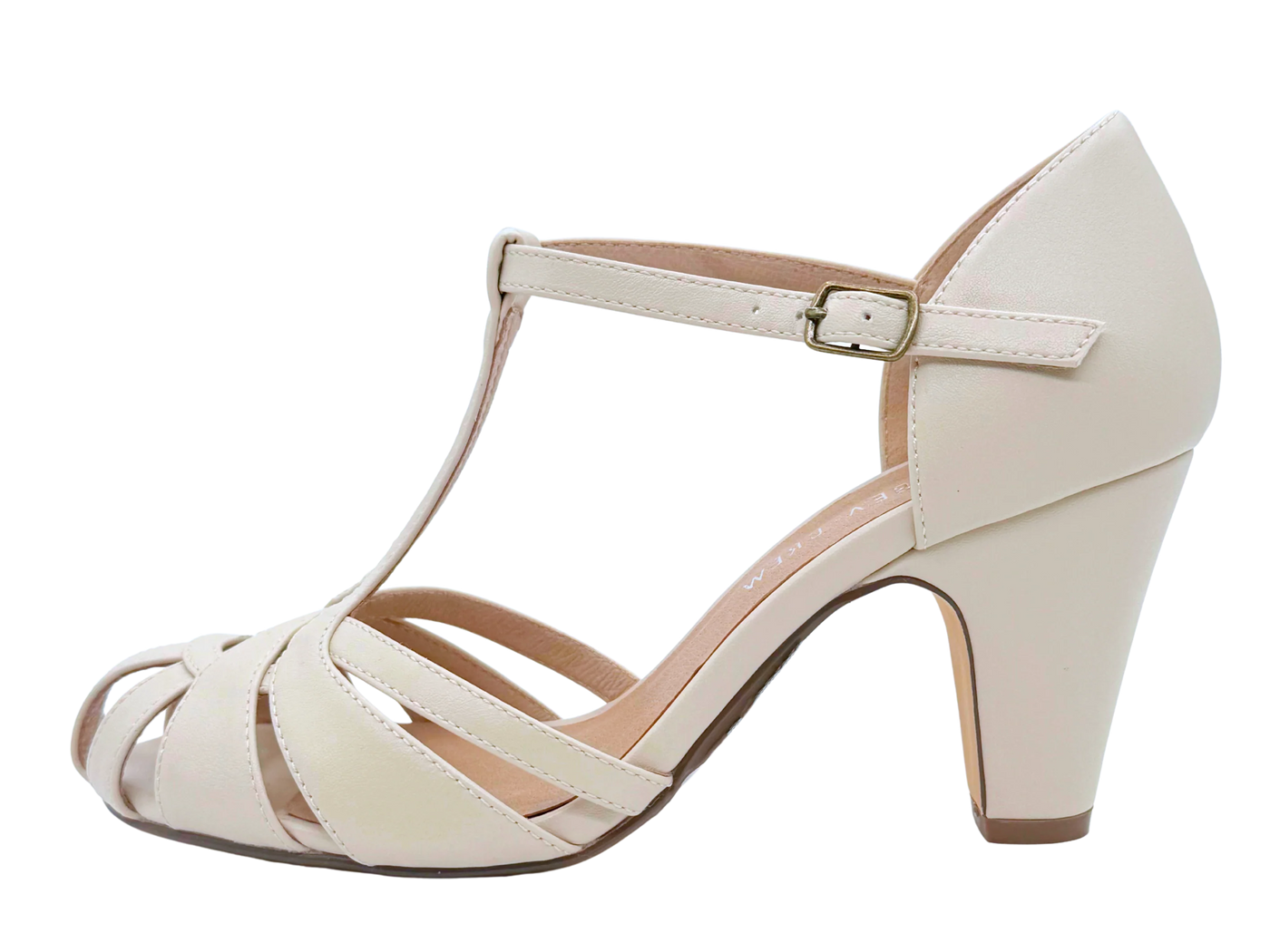 Sergi Flapper Style Heels in Bone
