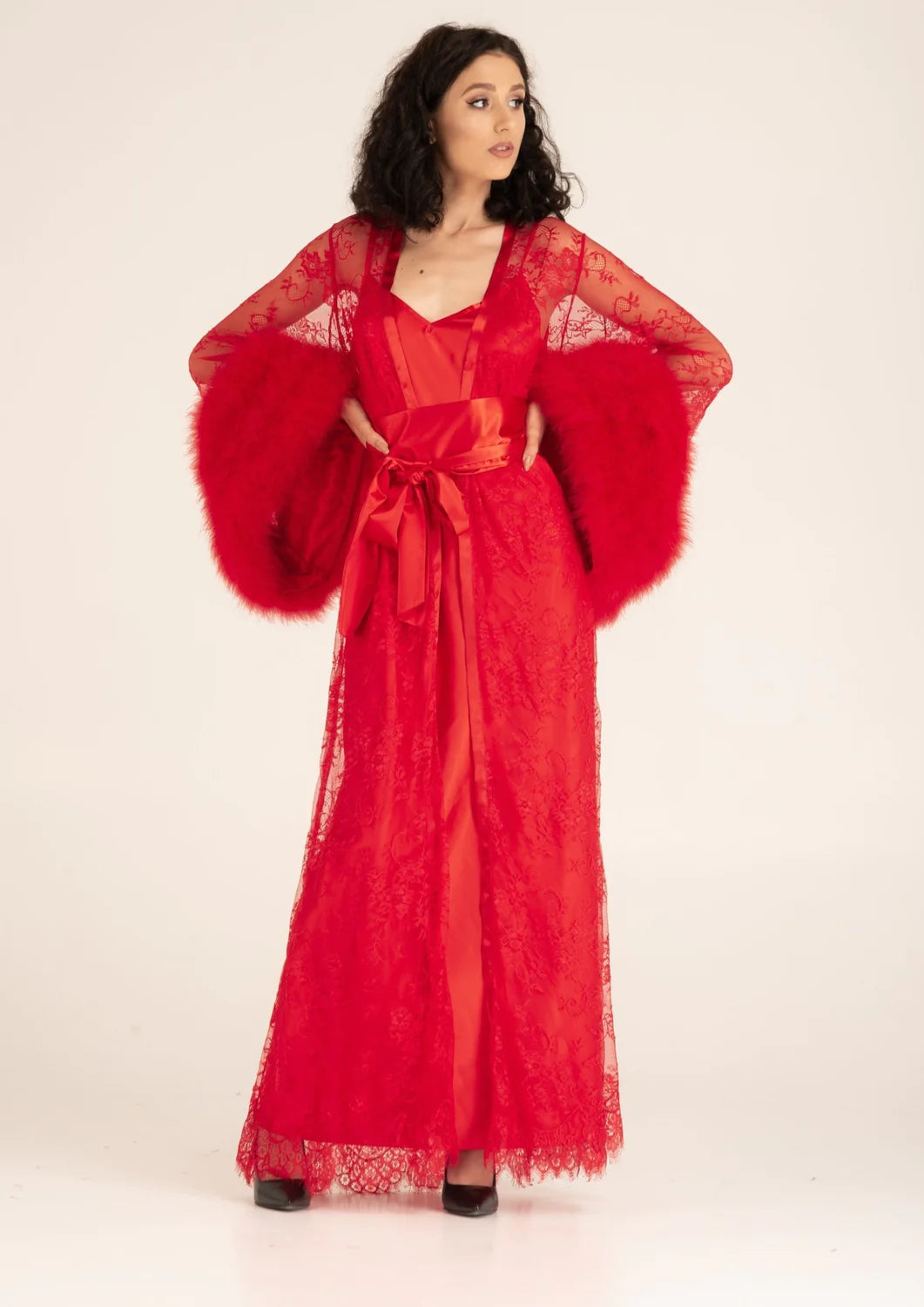 Red Widow Robe and Nightgown Set