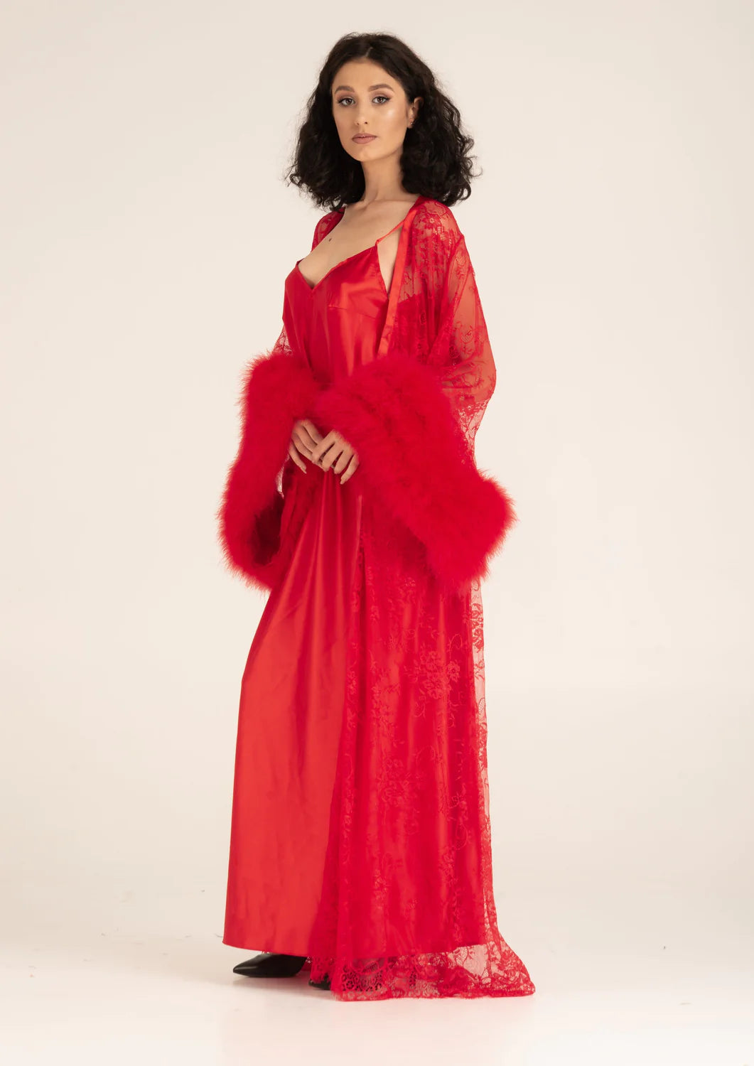Red Widow Robe and Nightgown Set