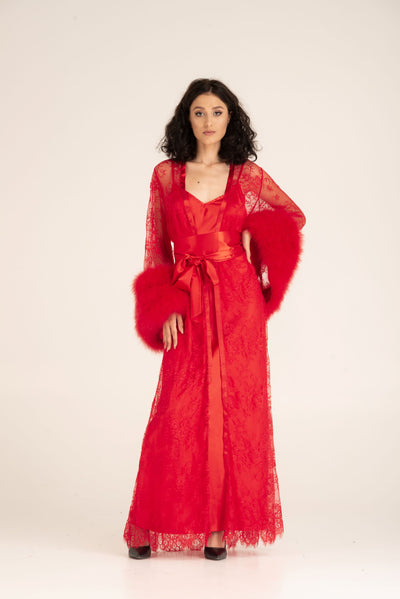 Red Widow Robe and Nightgown Set