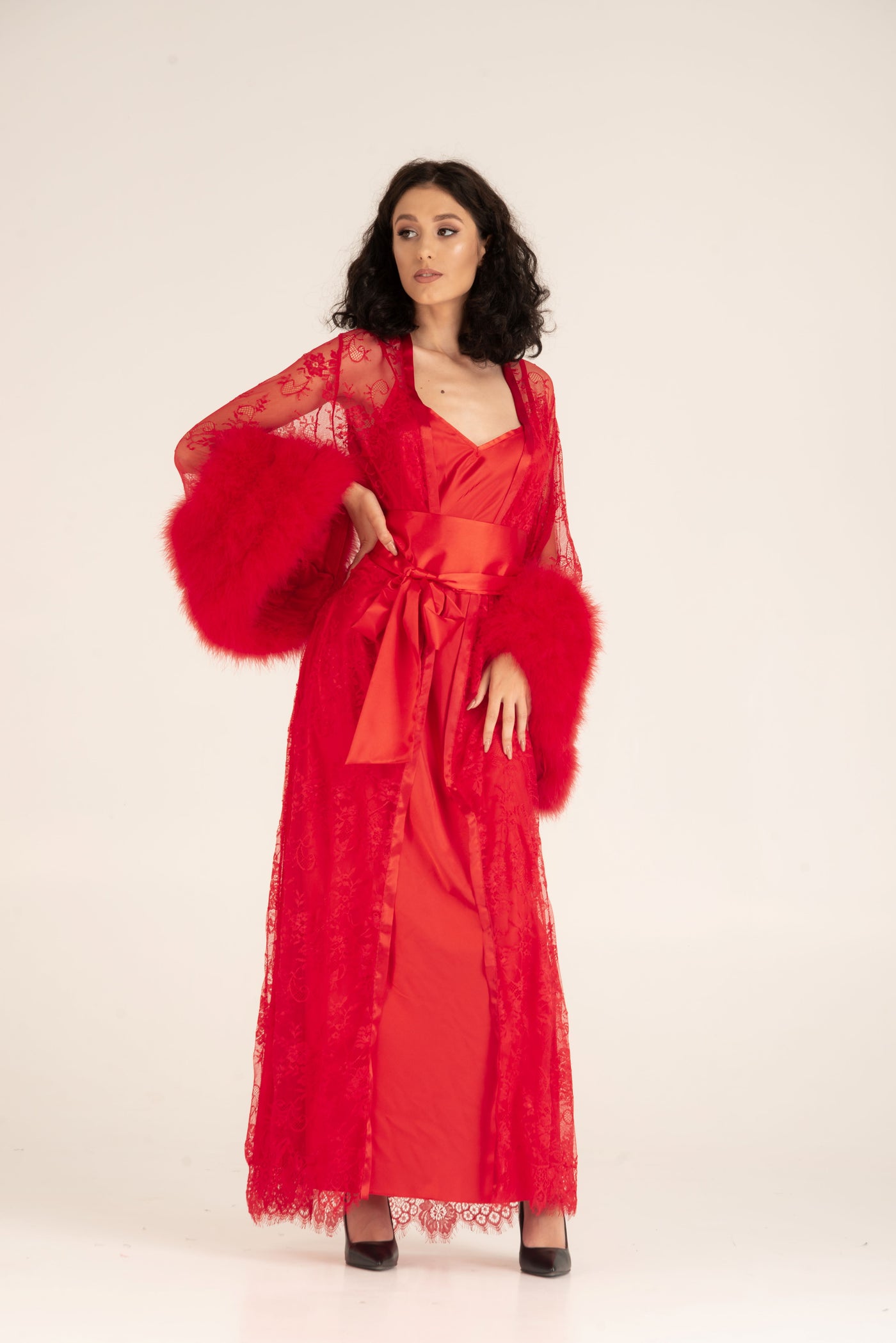 Red Widow Robe and Nightgown Set