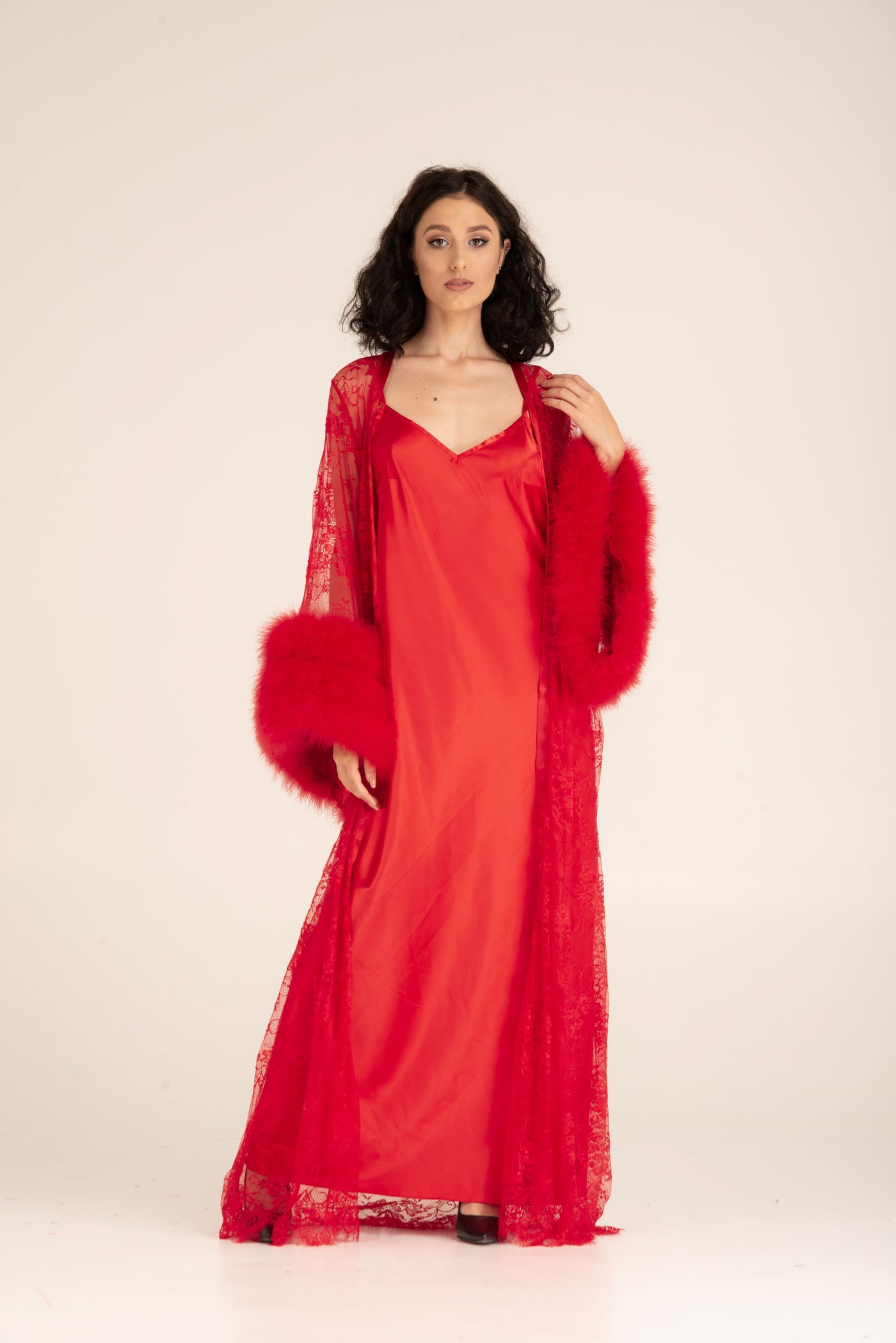 Red Widow Robe and Nightgown Set