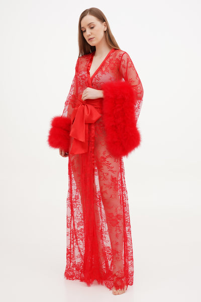 Red Widow Robe and Nightgown Set