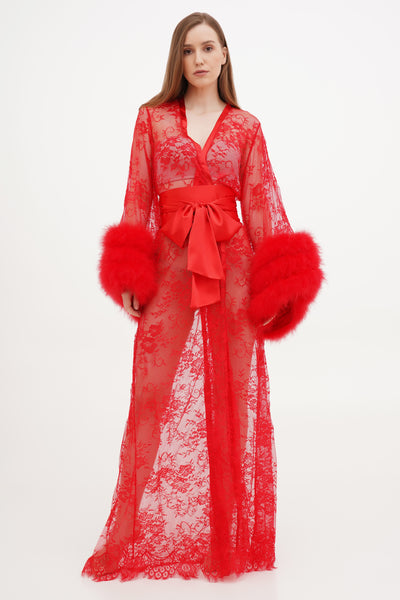 Red Widow Robe and Nightgown Set