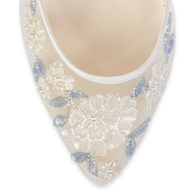 Vivian Block Heel Ivory Wedding Shoes in Ivory by Bella Belle Shoes