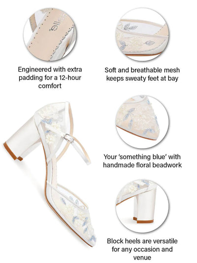 Vivian Block Heel Ivory Wedding Shoes in Ivory by Bella Belle Shoes