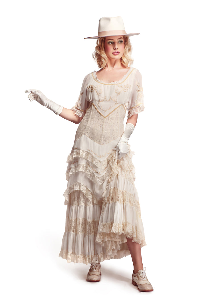 Victorian Wedding Dresses, Patterns, Shoes, Accessories Wildflower Prairie Wedding Dress in Ivory-Ecru by Nataya $480.00 AT vintagedancer.com