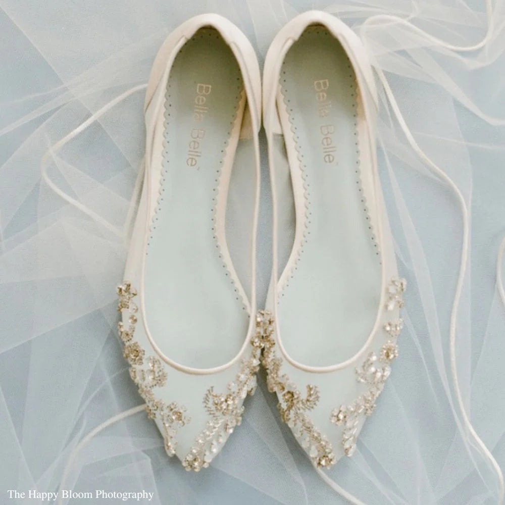 Willow Vintage Inspired Bridal Flats in Ivory by Bella Belle Shoes