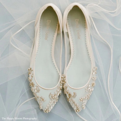 Willow Vintage Inspired Bridal Flats in Ivory by Bella Belle Shoes