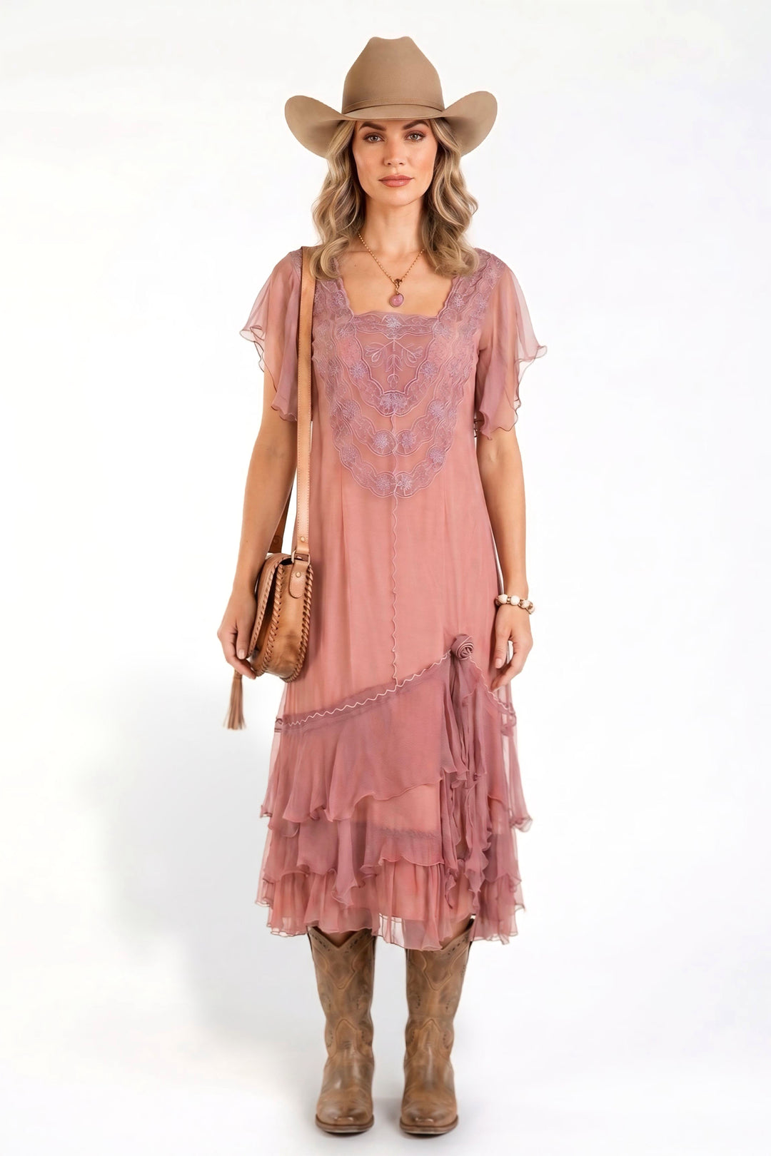 mauve dress for wedding guest Alexa Rustic Western Wedding Guest Dress in Mauve by Nataya M / Pink