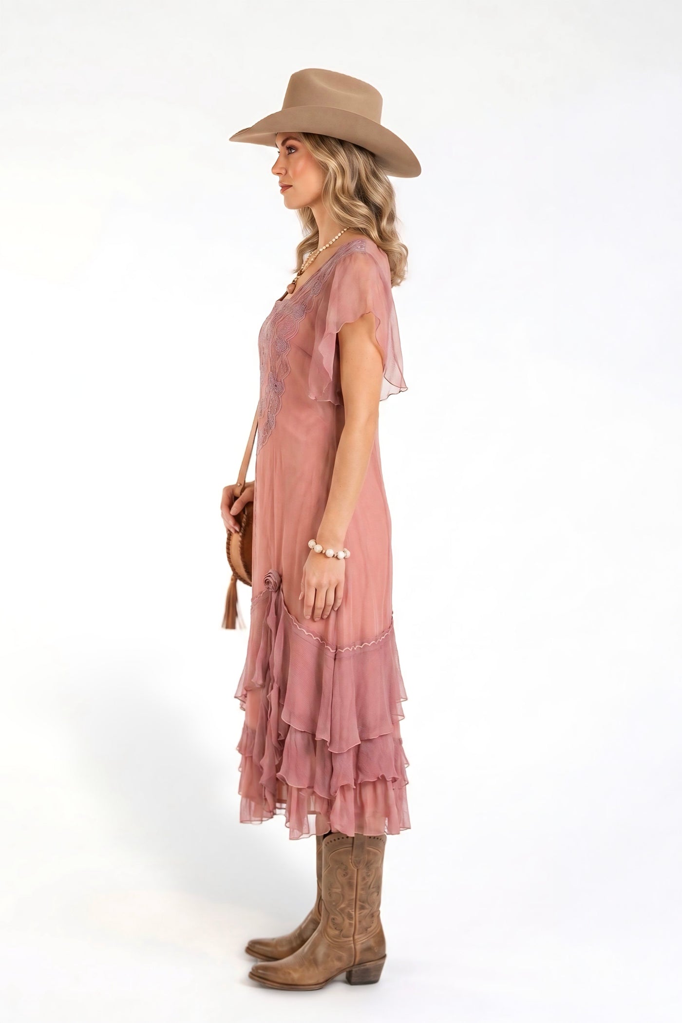 estimate dress size Alexa Rustic Western Wedding Guest Dress in Mauve by Nataya – WardrobeShop