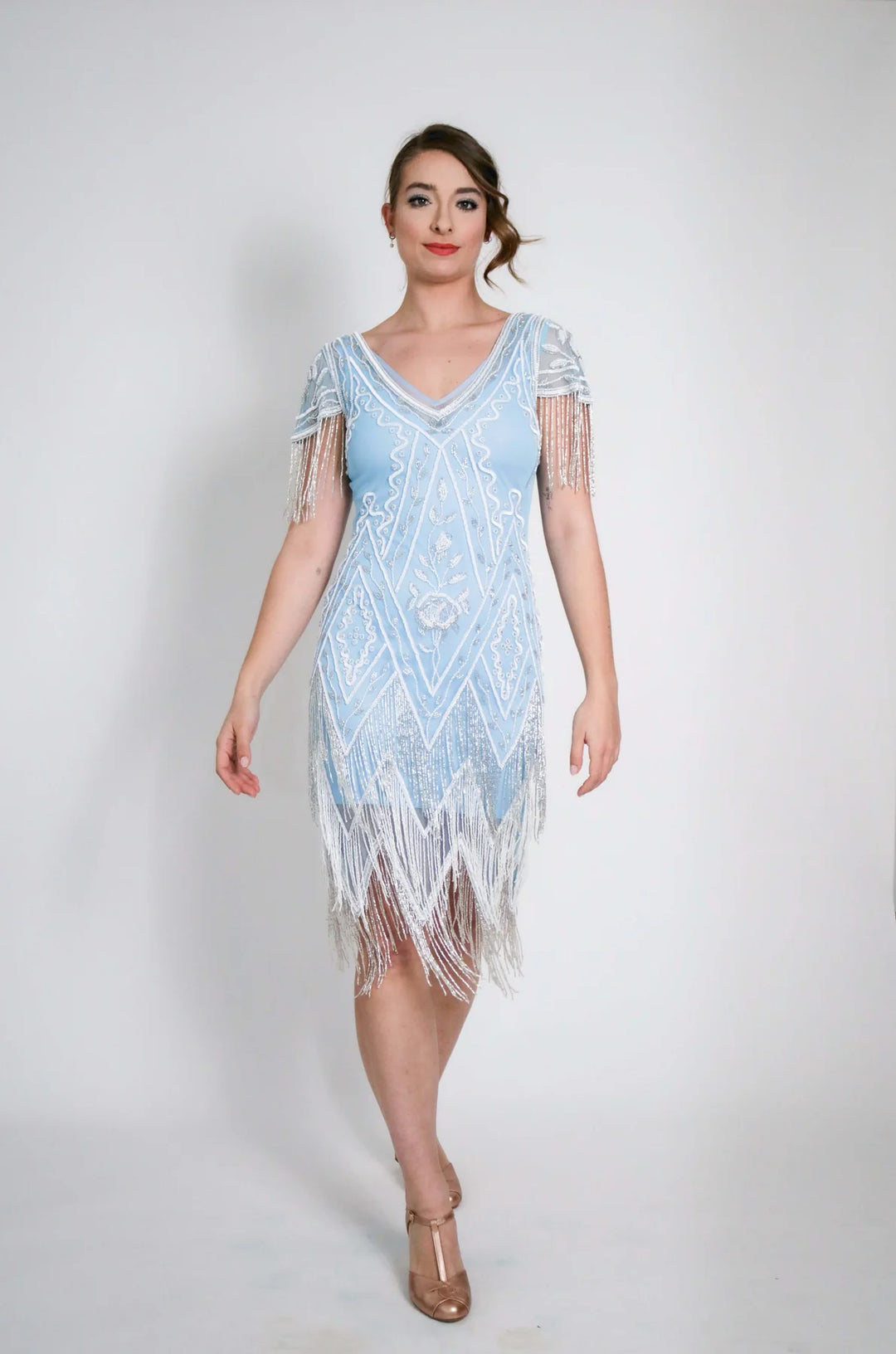 art deco beaded dress Celeste in Powder Blue by Nataya 18 / Blue Style-Color-Dim:AP1E213552_AA002_M gold Art Deco dress Black and Gold One SELECT A SIZE:US 14 | EU 48