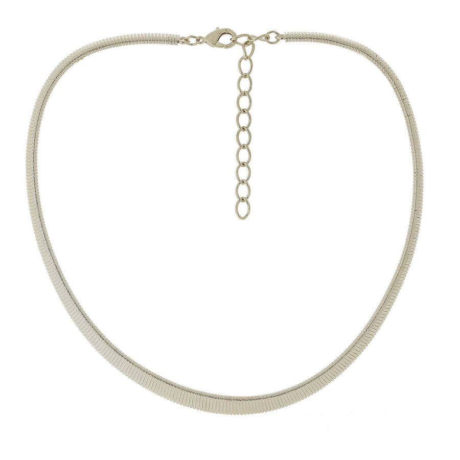Classic Omega Collar Chain Necklace in Silver with adjustable lobster clasp closure