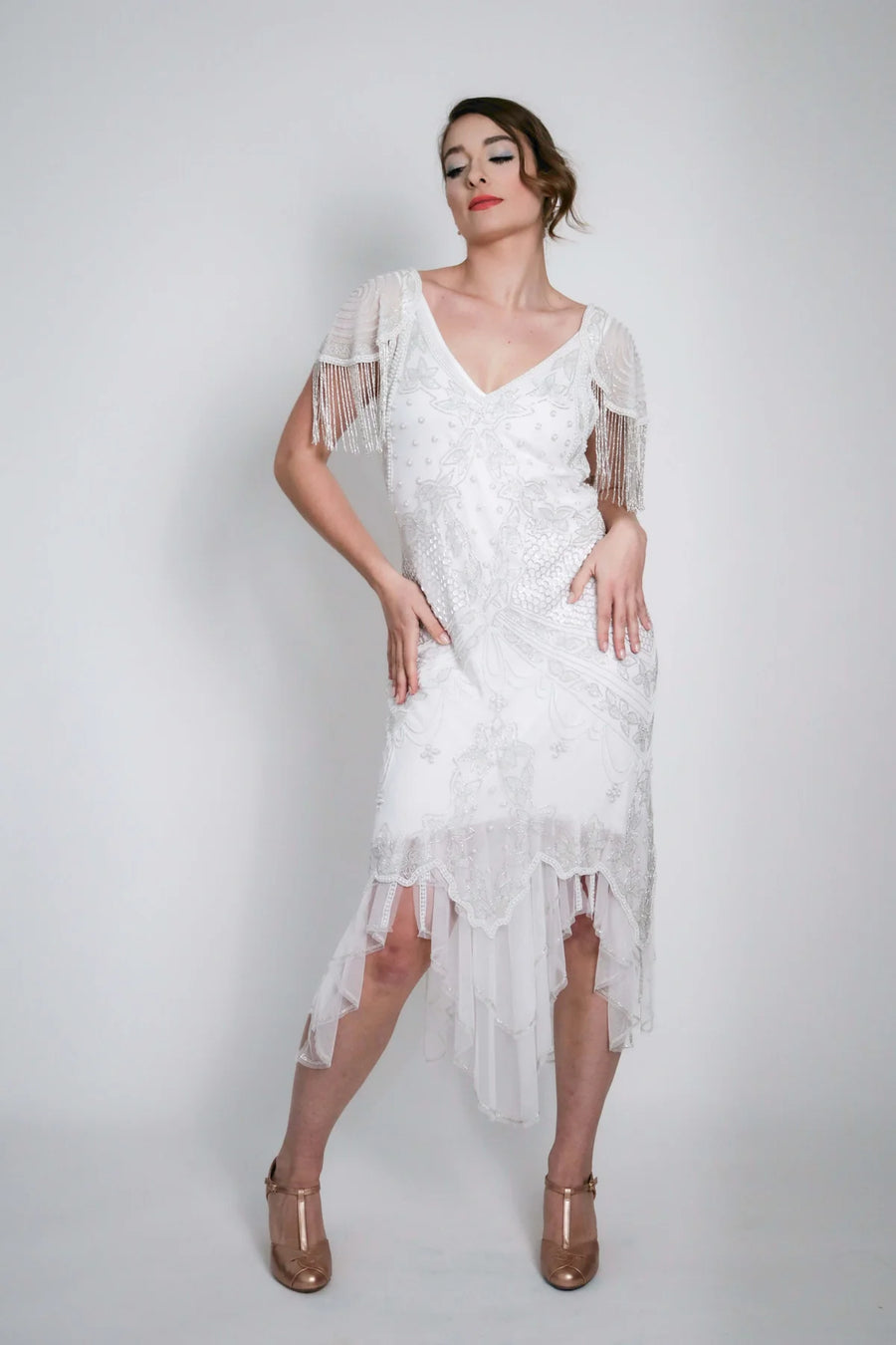 Florence Roaring 20s Beaded Dress in White