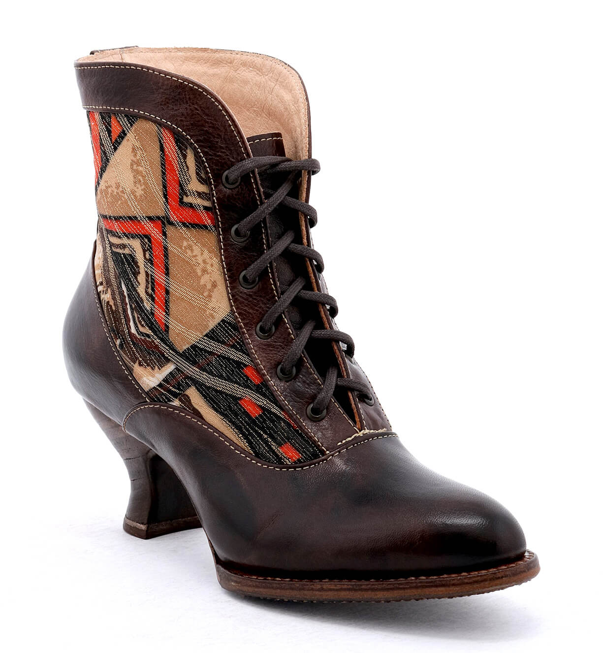 Jacquelyn Victorian Lace Up Leather Boots in Brown Rustic by Oak Tree Farms