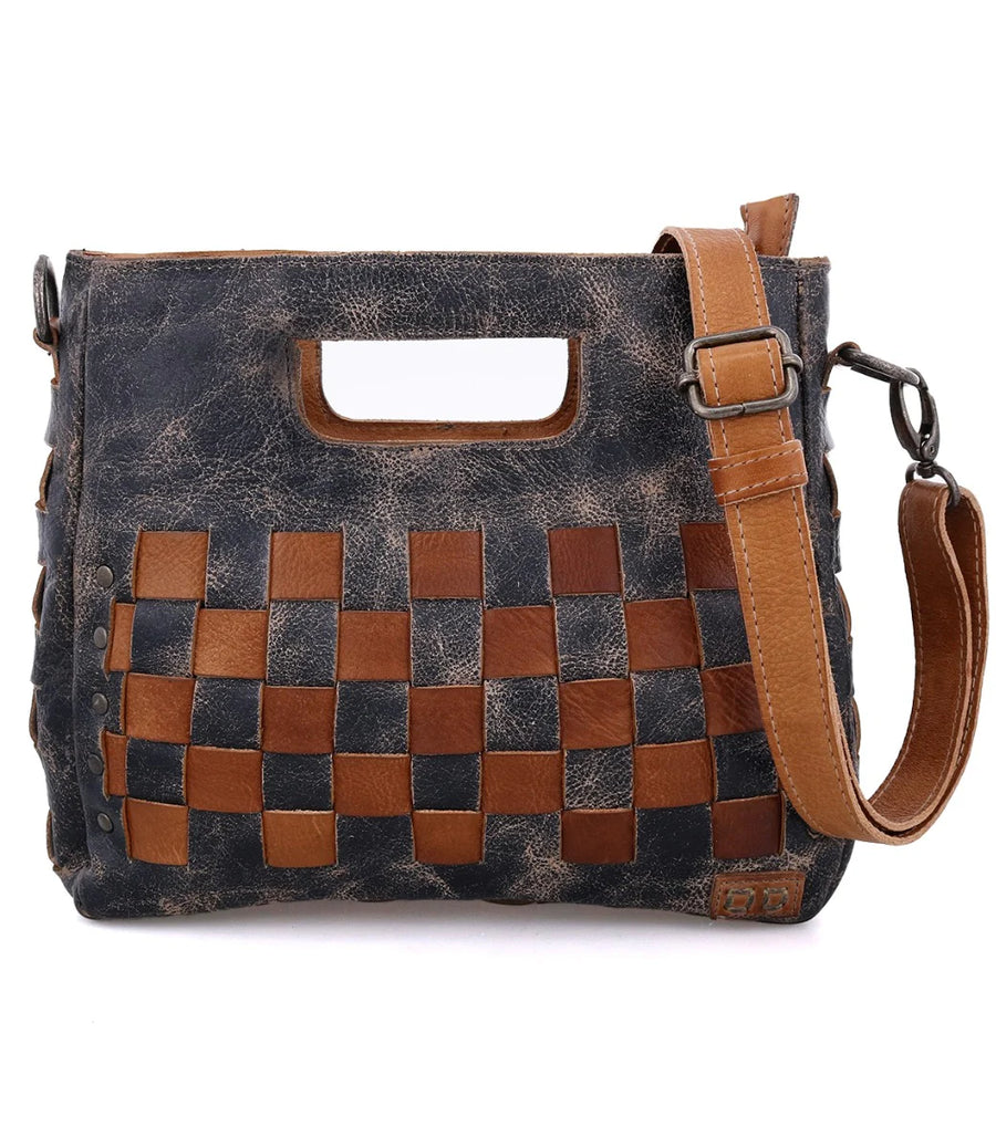 Keiki Trail Weave Bag in Black Lux Tan Rustic leather with handwoven details and Western-inspired style
