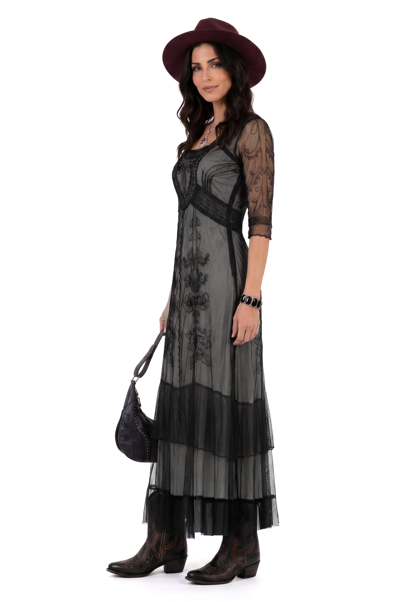 Magnolia Boho Wedding Guest Maxi Dress in Black by Nataya XL / Black