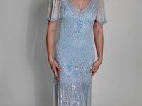 Colette Deco Beaded Dress in Powder Blue by WardrobeShop