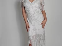 Florence Roaring 20s Beaded Dress in White by WardrobeShop