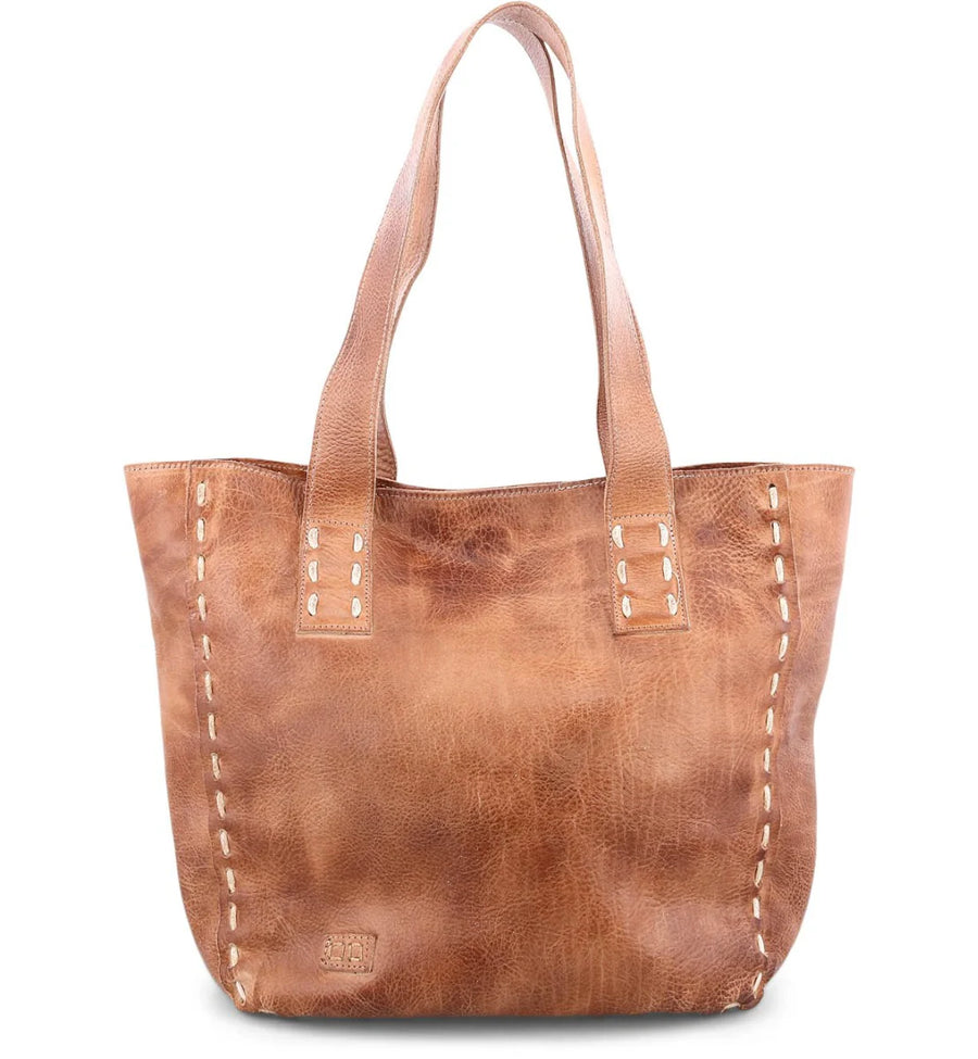 Stevie Saddle Tote in Tan Rustic leather with handcrafted stitching and Western-inspired design