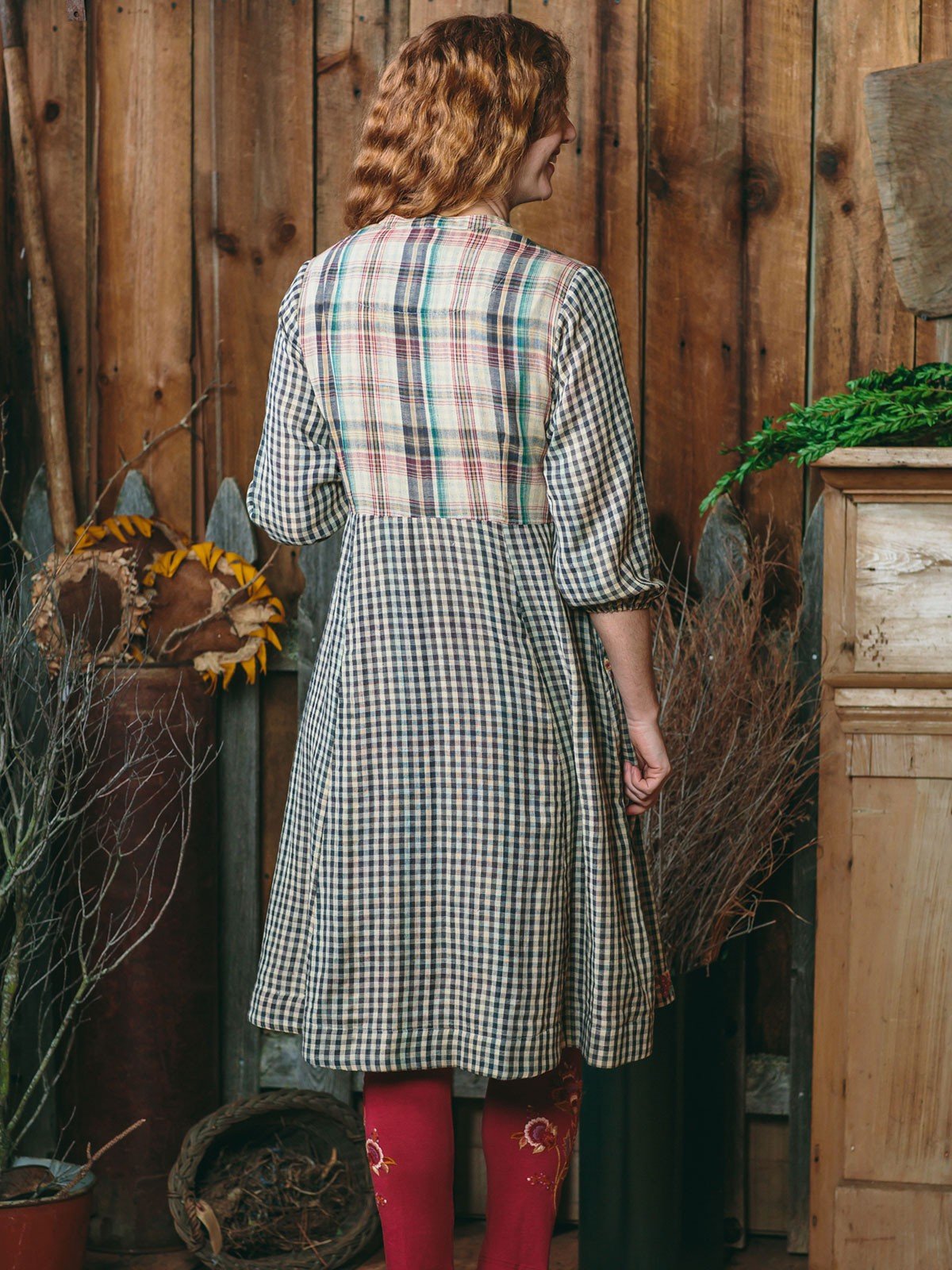 Genevieve Dress in Charcoal Check | April Cornell - SOLD OUT