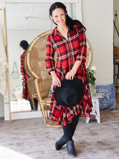 Rhodes Dress in Red Navy by April Cornell