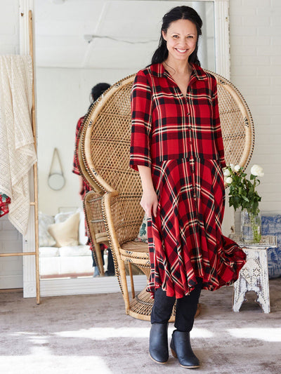 Rhodes Dress in Red Navy by April Cornell