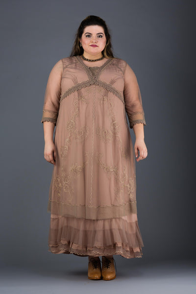 Plus SIze Vintage Style Party Gown in Sand by Nataya