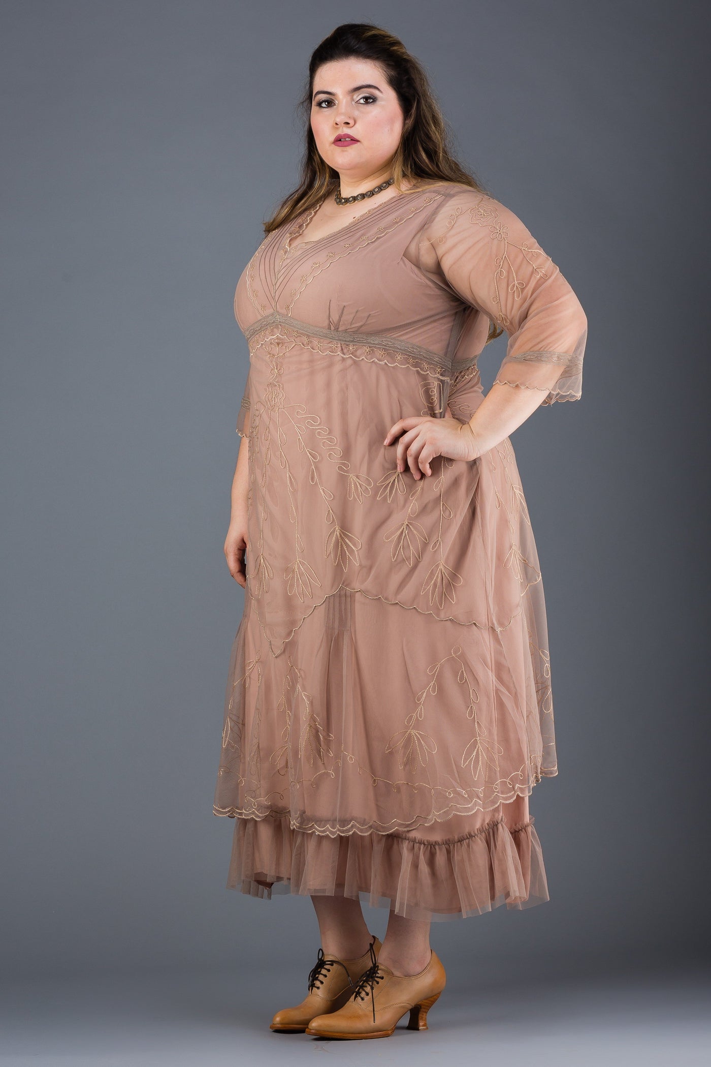 Plus Size Somewhere in Time Dress in Sand by Nataya