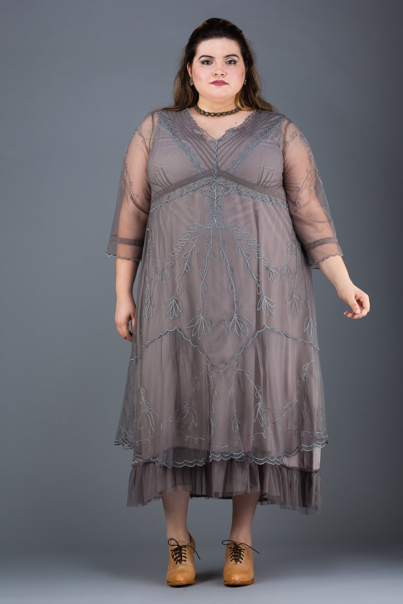 Plus Size Somewhere in Time Dress in Smoke by Nataya