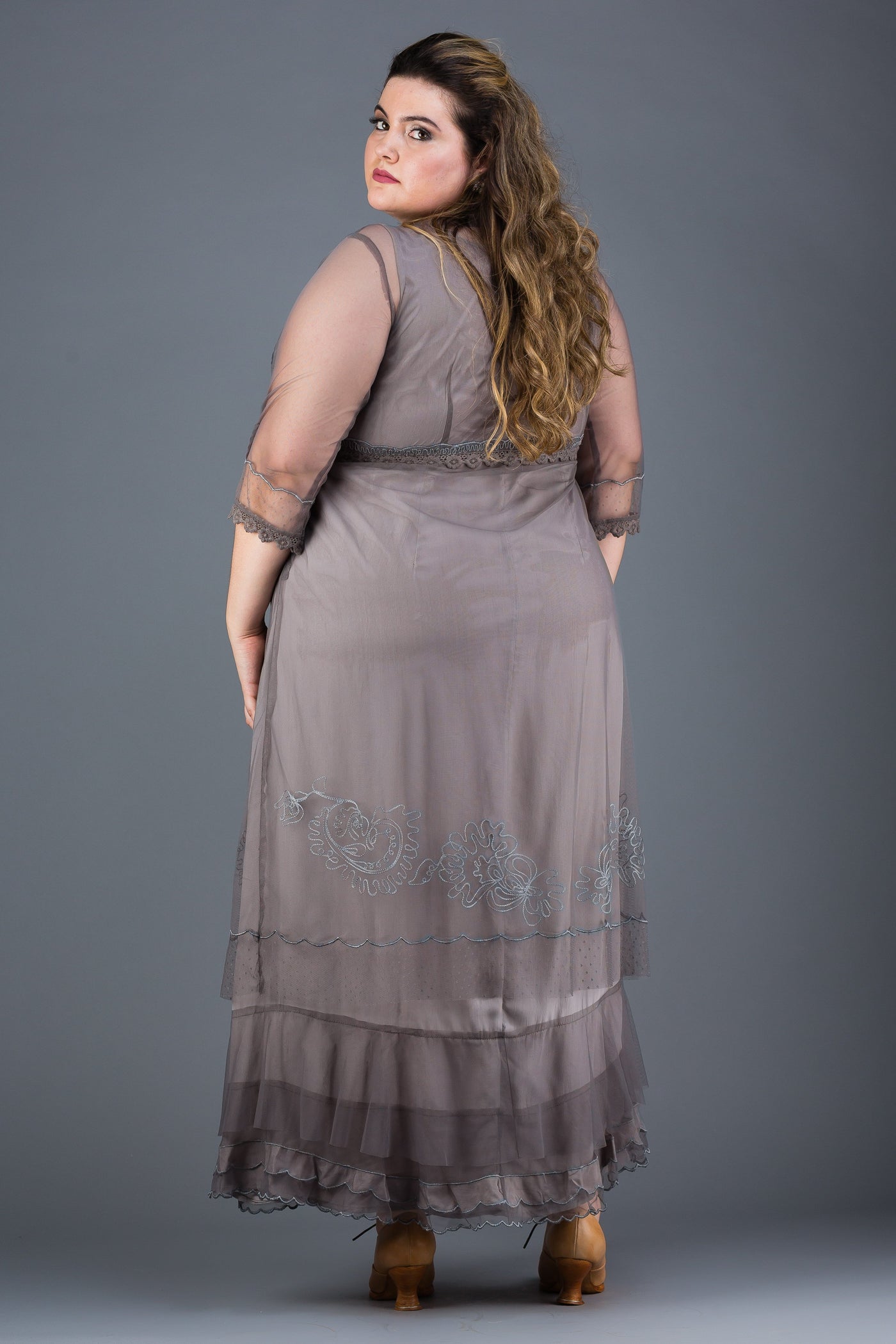 Plus SIze Vintage Style Party Gown in Smoke by Nataya
